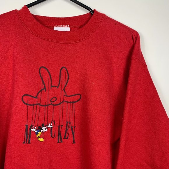 Disneyland Vintage Sweatshirt Mens Size XS Red Mickey Mouse Cotton-Blend - Picture 7 of 7